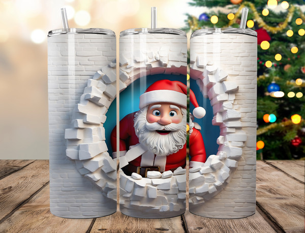 Vaso 3D Santa Wall Break 20oz - Taza aislante de Navidad - Regalo festivo