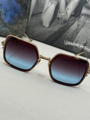 Chrome Hearts Blue Job Gold Metal Frame Sunglasses Women