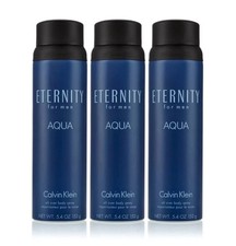 3 BOTTLES of Eternity Aqua by Calvin Klein 5.4 oz Body Spray for Men