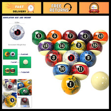 Professional 16-Piece Marble Swirl Billiard Pool Balls Set - 2 1/4-Inch Regulati