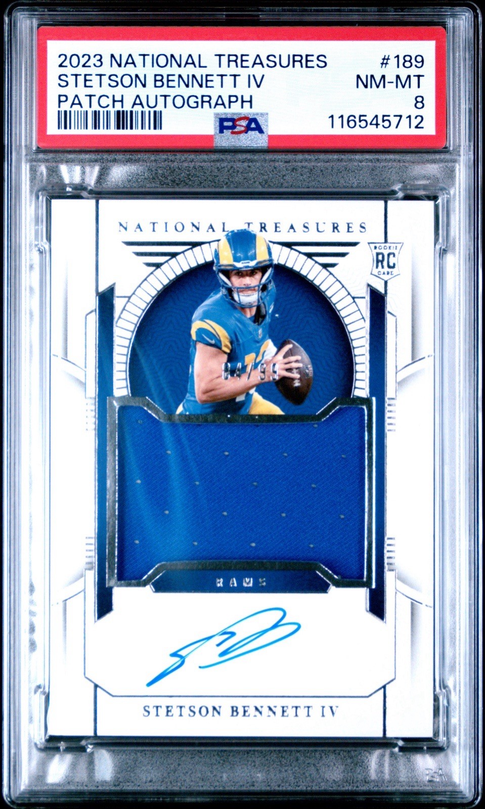 Stetson Bennett IV 2023 Panini National Treasures #189 Rookie Patch Auto RPA /99