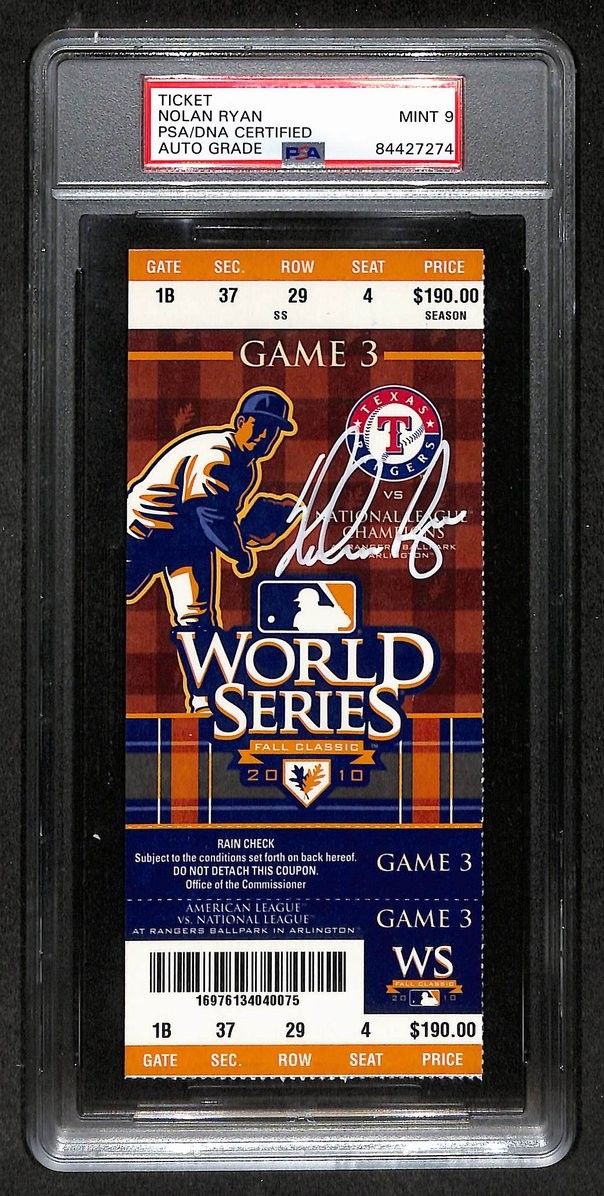 Nolan Ryan HOF Signed/Autographed 2010 World Series Game 3 Ticket PSA/DNA 210863