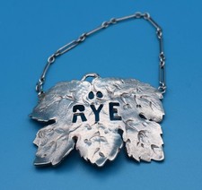 Rye Silver Plate Decanter label