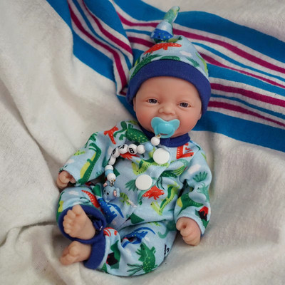 7 Zoll Mini Reborn Baby Puppe, Vollsilikon, weiche Haut, realistisch, mit Zubehör