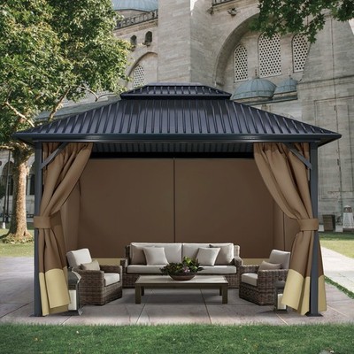 Aoodor 10'x10' Gazebo Curtain 4-Panel Universal Replacement Privacy Side Walls