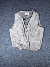 Vintage Sears Jr Bazaar Vest Teens Medium Beige Suede Cowhide Western Lined 70s