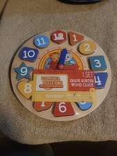 PBS KIDS Daniel Tiger's Neighborhood Shape Sorter Wood Clock Set w/ Stand 31036