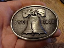 Vintage 1776-1976 Bicentennial Liberty Bell Belt Buckle - Bergamot Brass Works