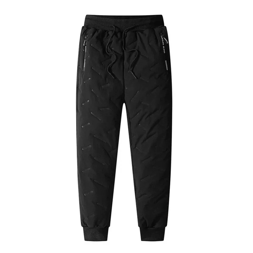 Pantalones deportivos largos forrados de lana térmica para hombre Pantalones de invierno gruesos cálidos informales Foto 4 de 4