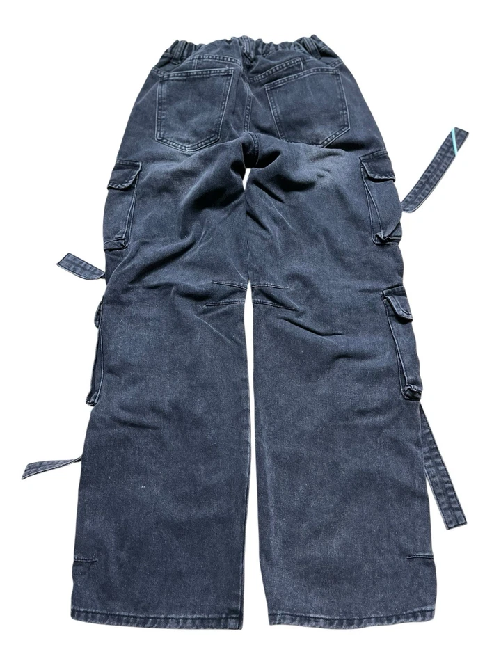 黑色 3 码高腰工装牛仔裤 — 第 2/3 张图片