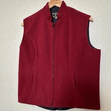 Wyoming Traders Western Ranch Cowgirl Zip Vest Red Virgin Wool Womens Large