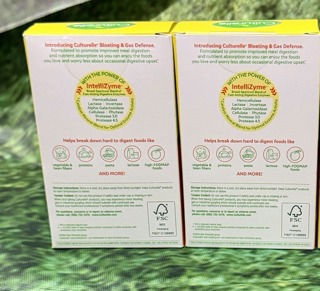 (2) Culturelle Probiotics + Enzymes Bloating Gas Defense 30 Ct Exp 07/26