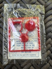 1966 QUAKE Volcano Whistle Ring RED sealed NIP 1960s cereal premium Quisp 