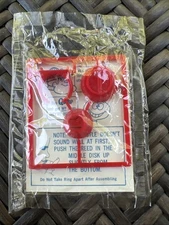1966 QUAKE Volcano Whistle Ring RED sealed NIP (1960s cereal premium Quisp)