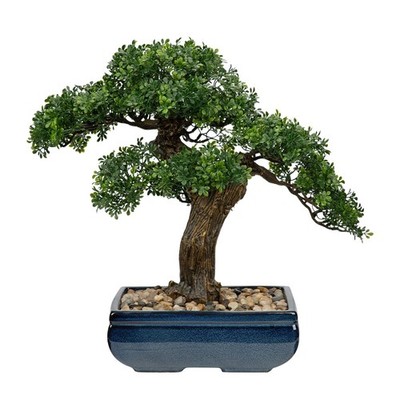 Artificial Bonsai Tree Juniper Faux Plants Indoor Fake Plants Decor with Blue...