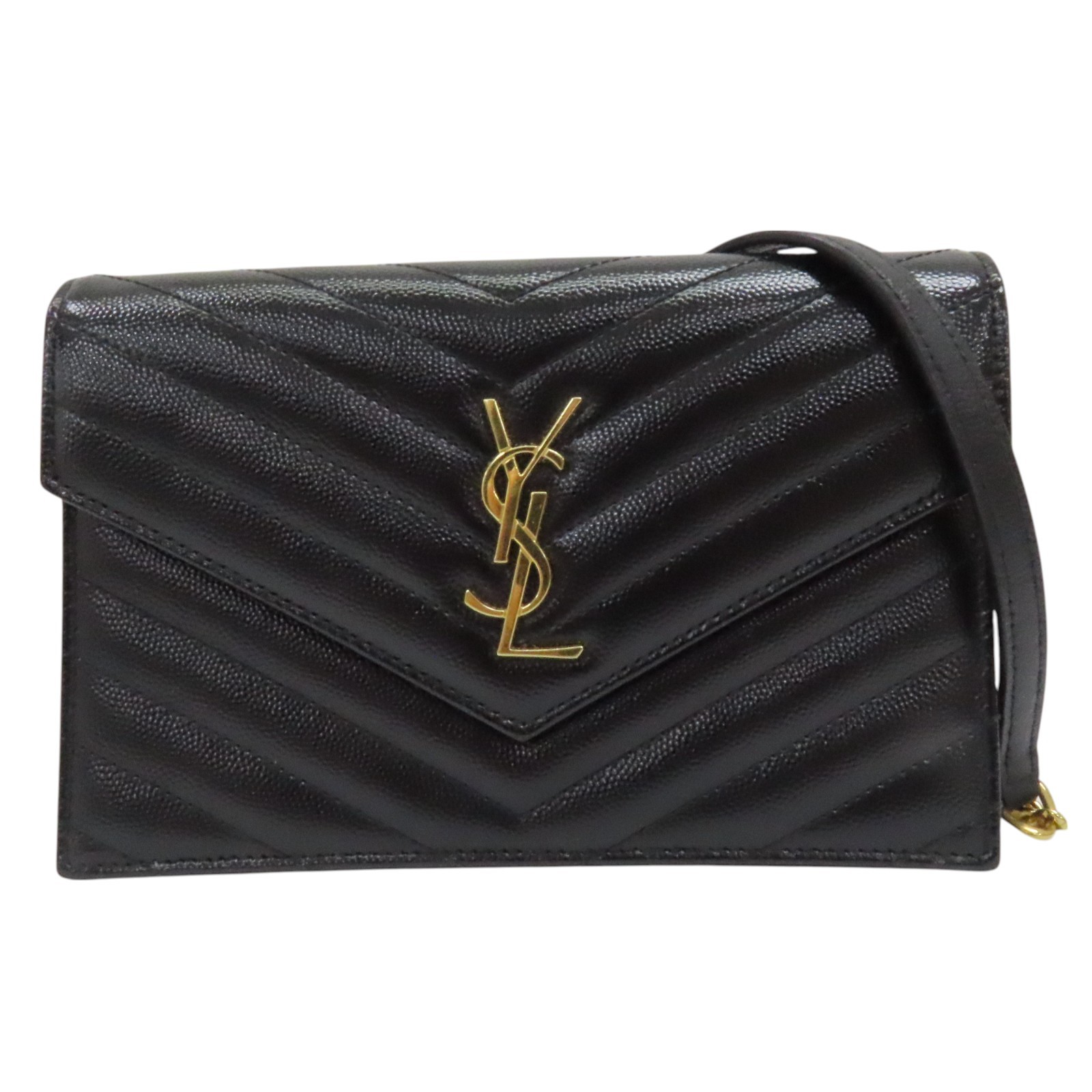 SAINT LAURENT Cassandre Busta Catena Borsa a Tracolla Pelle di Vitello Nero 695108