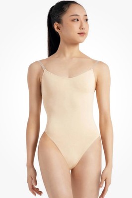 Capezio Camisole Trikot mit transparenten Übergangsträgern in Nude - Größe S - Neu