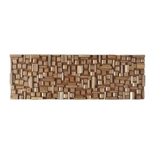 Mango Wood Abstract Handmade Home Wall Decor Geometric Block Panel Wall Sculp...