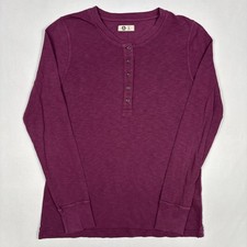 American Giant Henley Women's L Burgundy Long Sleeve Heavyweight Shirt USA Made