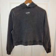 Allsaints Flutter Pippa Butterfly Cropped Hoodie Size XS Black/Grey Washed