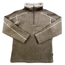 KUHL Fleece 1/4 Zip Sweater Youth M 10-12 Oatmeal Tan Outdoor Hiking Comfy