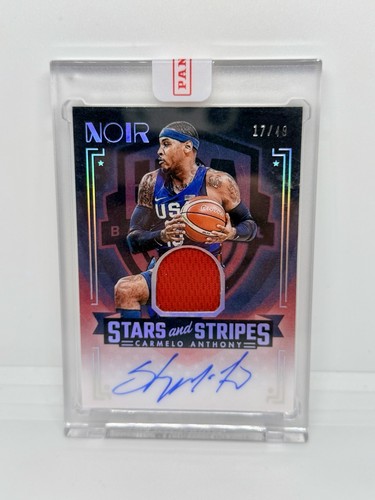 CARMELO ANTHONY 2023-24 Noir Stars Stripes Game Worn Olympic Relic Auto /49 USA