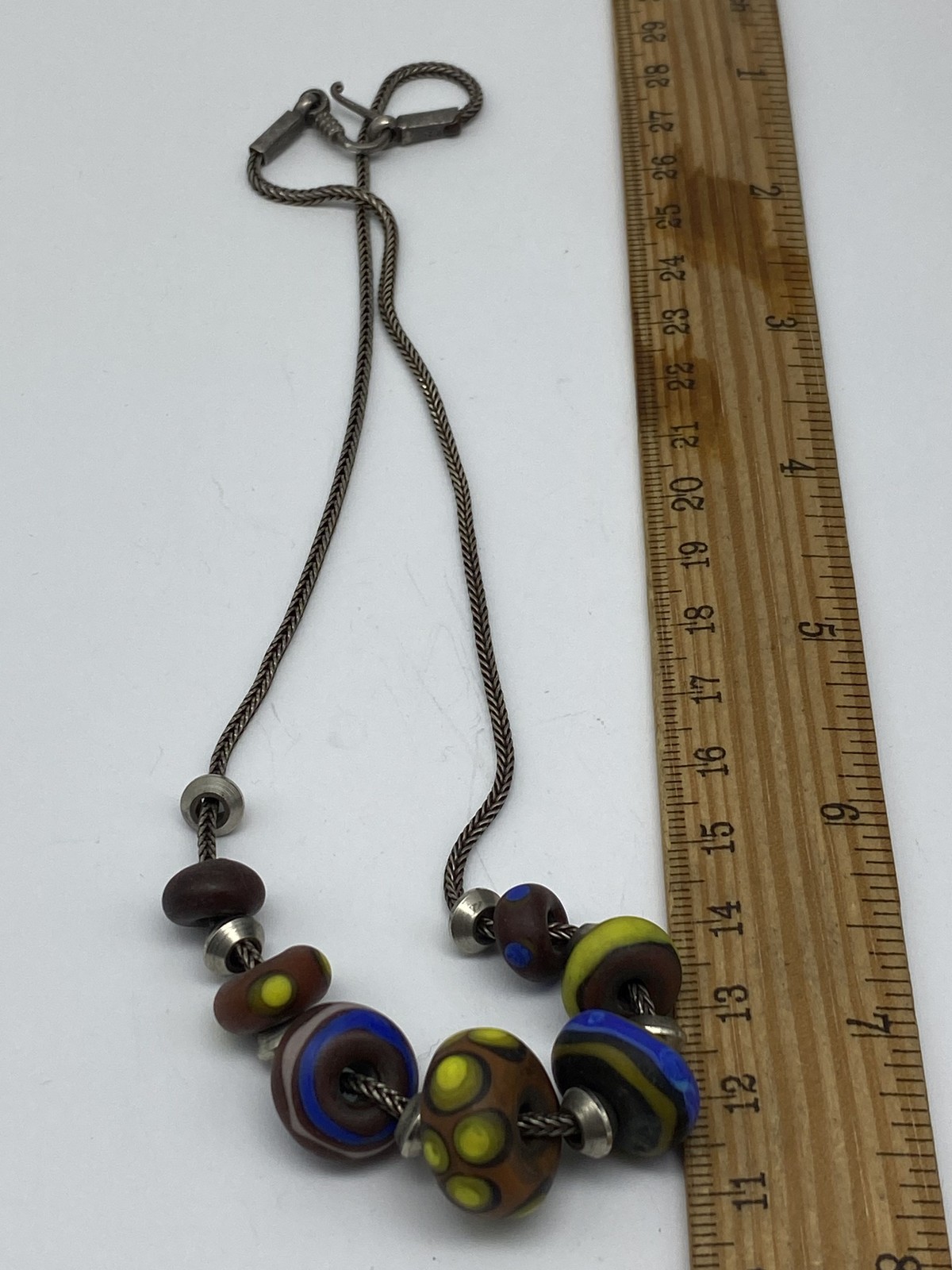 Sterling Silver Patterned Beads Chain Necklace 29… - image 6