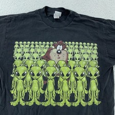 Vintage Looney Tunes Taz Shirt Mens Medium Aliens Cartoon 1997 Warner Bros 90s