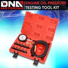 13 Pcs Engine Oil Pressure Test Kit Clear Dual Range Scale Gauge Carrying Case