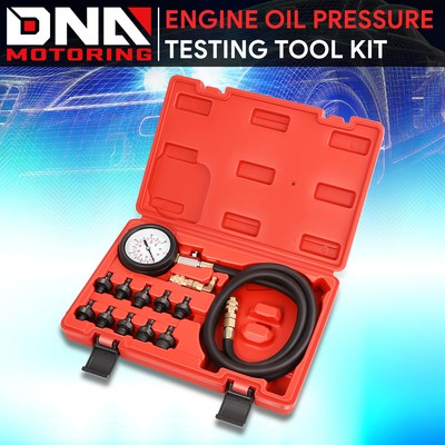 #ad 13 Pcs Engine Oil Pressure Test Kit Clear Dual Range Scale Gauge Carrying Case $28.89