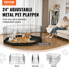 Dog Playpen, 8 Panels Foldable Metal Dog Exercise Pen with Bottom Pad, Yard