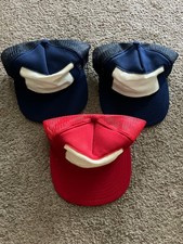 Vintage Trucker Hat Lot Deadstock Plain Made In America Blue Red