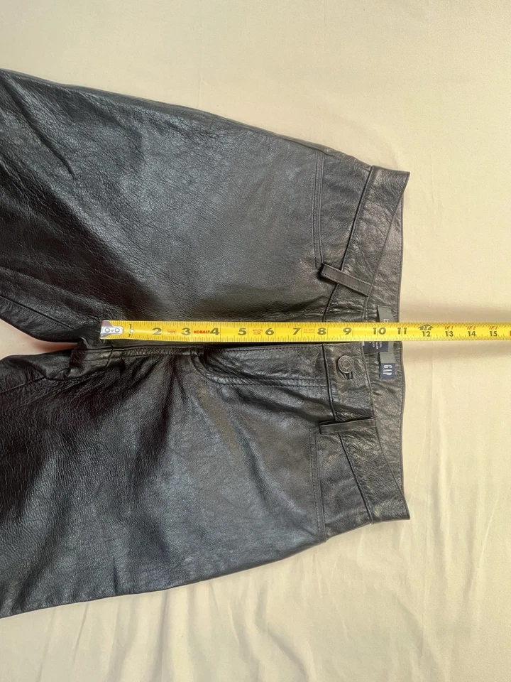 Gap Boot Cut Pants Women's Size 6 Black Genuine Leather Mid Rise Biker - Image 4 of 4