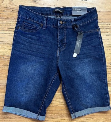D. JEANS DENIM BERMUDA SHORTS SZ 6 DARK WASH STRETCH CUFFED LEG MODERN FIT
