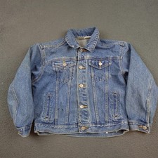 The Disney Store Jacket Youth Large Blue Denim Mickey Minnie Donald Goofy Pluto