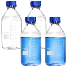 4 Pack Reusable Glass Bottles 1000ml - Storage with GL45 Cap