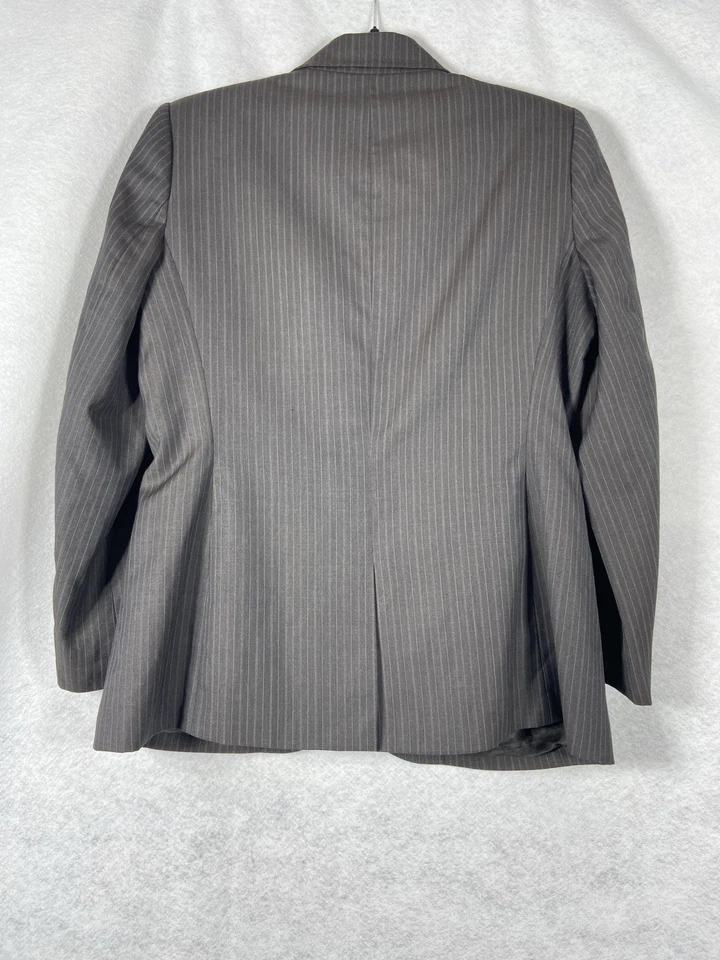 Anne Klein 2PC брюки костюм женщин 12 серый блейзер кнопка в тонкую полоску шерстяная смесь - Изображение 4 из 4