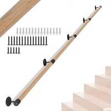 NArra - 400 cm Pine Wood Stair Handrail - 13ft Wall Mounted Railing