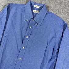 VTG LL Bean Oxford OCBD Button Down Shirt Mens 17-36 Blue Long Sleeve USA Made