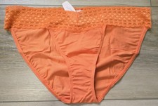 NWT Vintage Victoria's Secret Orange Cotton Blend Lace Waist Bikini Panties L