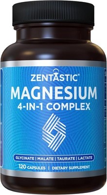 Zentastic Magnesium Complex 4-in-1 Glycinate Malate Taurate Lactate 120 Capsules