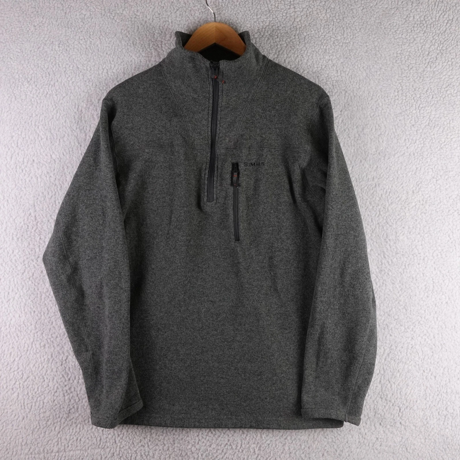 Simms Mens XL Gray Fleece Quarter Zip Pullover Sweater Fishing Jacket