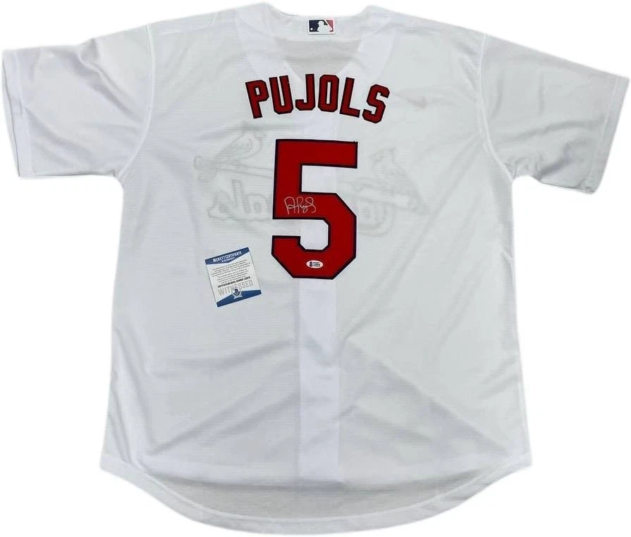 Camiseta blanca del jugador de la MLB Albert Pujols Arizona Cardinals firmada a mano certificado de autenticidad Beckett Foto 4 de 4