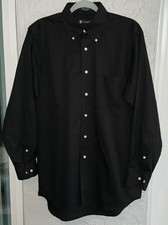 Chaps Men's Black Button-Down Classic Twill Dress Shirt with Pocket