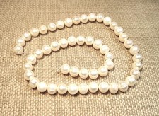 Lovely 16" Strand of 8mm x 6mm Oval White Iridescent Freshwater Pearls Lot B3