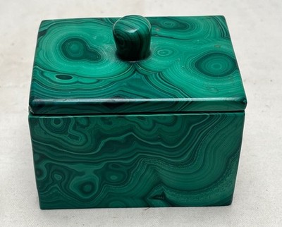 Vintage Art Deco Schmuckschatulle mit Deckel Malachit Stein