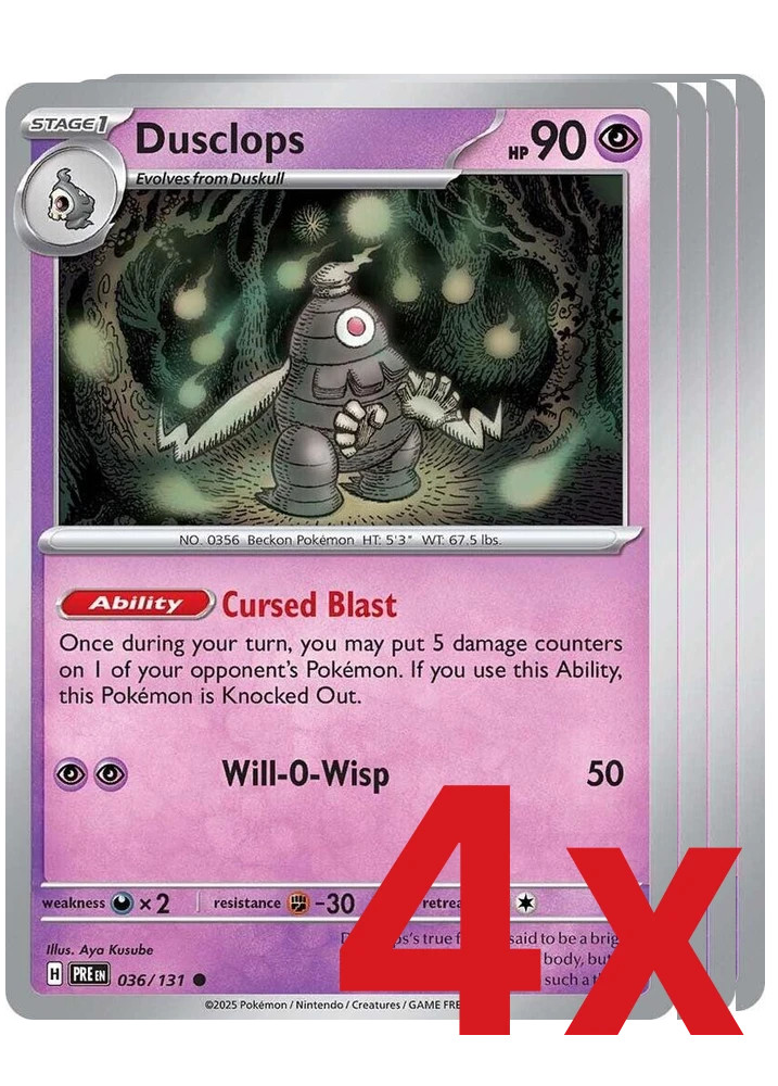 4x Dusclops 036/131 Pokemon TCG Playset SV: Prismatic Evolutions