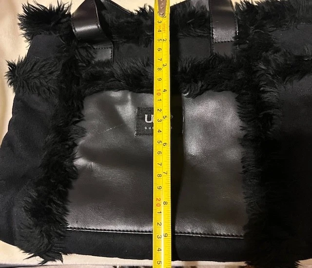 UGG Australia Black Suede leather Shearling Sherpa Sheepskin TopHandle Tote Hand - Image 4 of 4