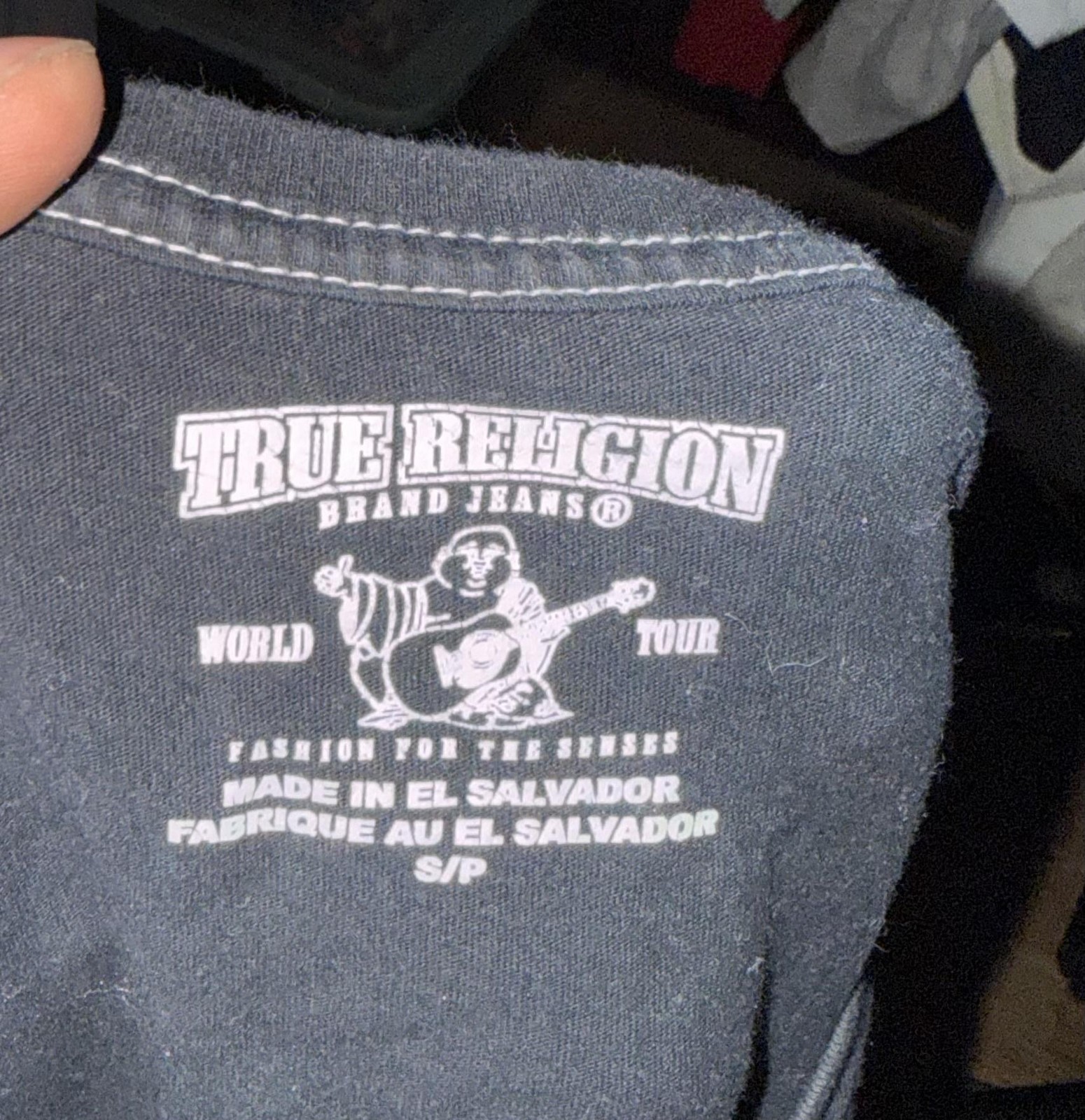 True Religion Shirt Mens Small Black World Tour Guitar Graphic Tee T-Shirt thumbnail 3