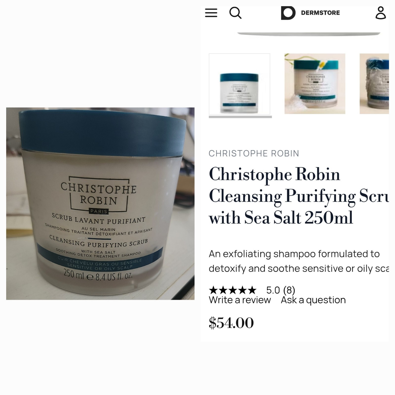 Christophe Robin Cleansing Purifying Scrub with Sea Salt 8.4oz New 